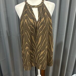 Banana Republic Tan Zebra Print Halter Blouse